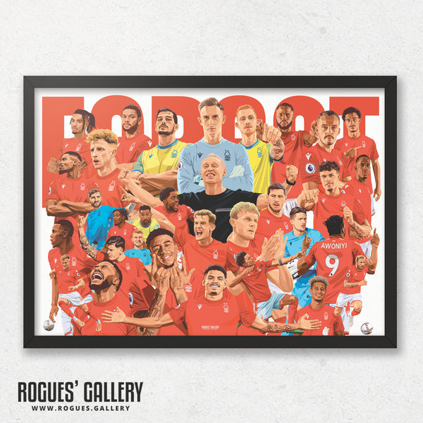 The Premier League Squad Nottingham Forest 2022-23 - Fully signed A3 Framed Prints