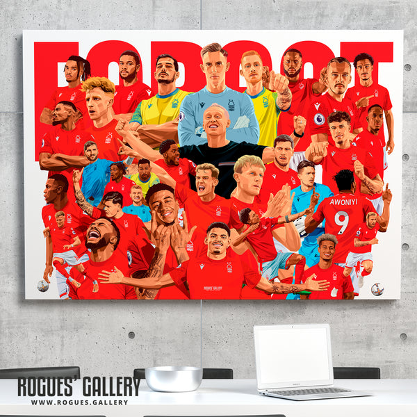 The Premier League Squad Nottingham Forest 2022-23 - Fully signed A3 Framed Prints