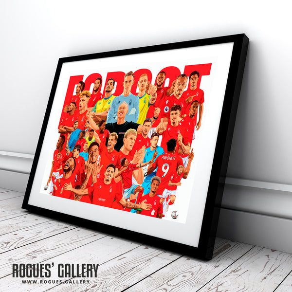 The Premier League Squad Nottingham Forest 2022-23 - Fully signed A3 Framed Prints