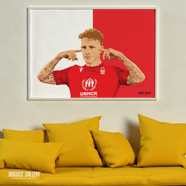 Jack Colback - Nottingham Forest - A0, A1, A2 or A3 Red & White Prints