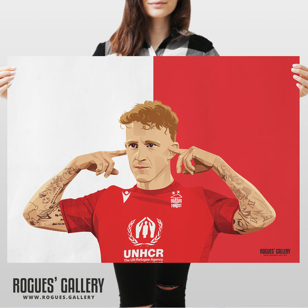 Jack Colback - Nottingham Forest - A0, A1, A2 or Signed A3 Red & White Prints