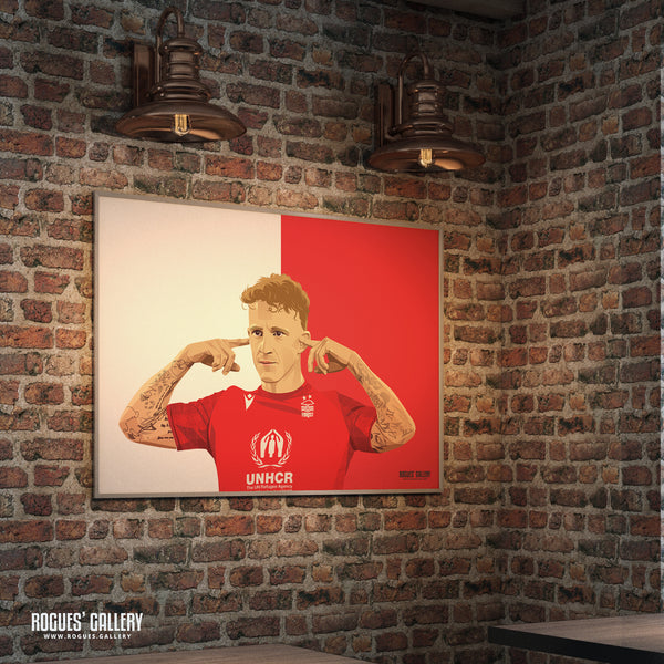 Jack Colback - Nottingham Forest - A0, A1, A2 or Signed A3 Red & White Prints