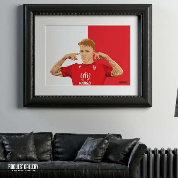 Jack Colback - Nottingham Forest - A0, A1, A2 or Signed A3 Red & White Prints