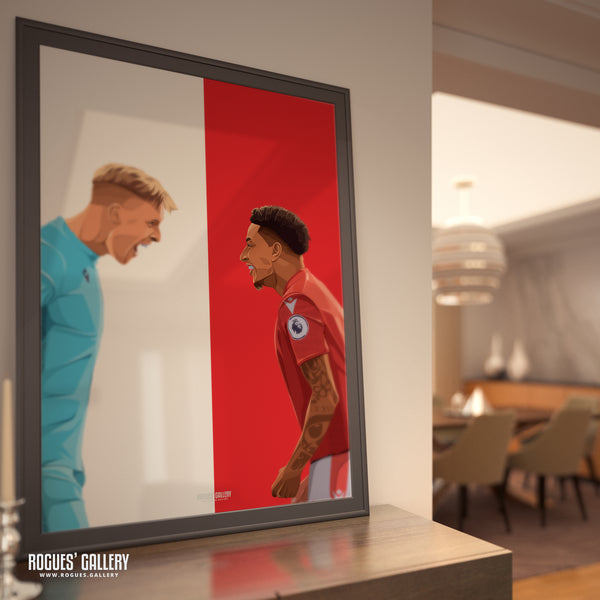 United In Victory - Dean Henderson & Jesse Lingard Celebrate Victory - Nottingham Forest - Signed A3 Red & White Prints