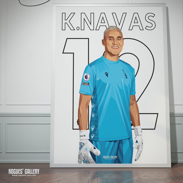 Keylor Navas - Nottingham Forest - A0, A1, A2 or A3 Name & Number Prints