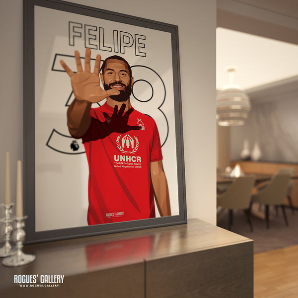 Felipe - Nottingham Forest - A0, A1, A2 or A3 Name & Number Prints