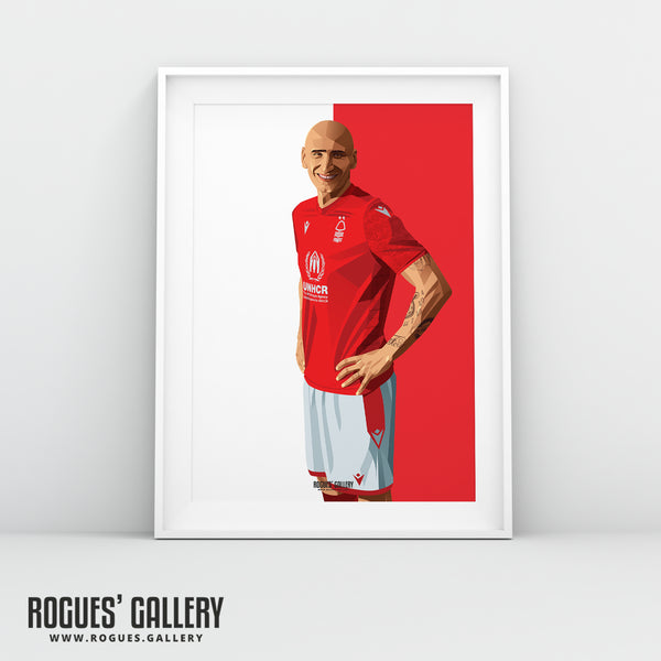 Jonjo Shelvey - Nottingham Forest - Signed A3 Red & White Prints