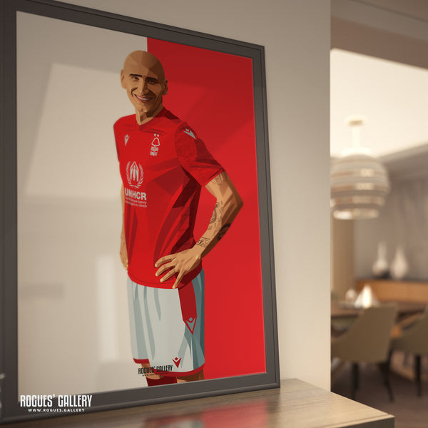 Jonjo Shelvey - Nottingham Forest - Signed A3 Red & White Prints
