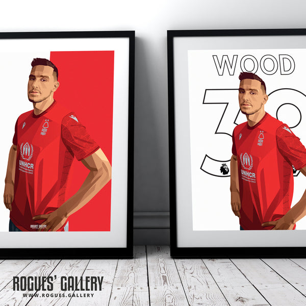 Chris Wood - Nottingham Forest - Signed A3 Red & White Prints