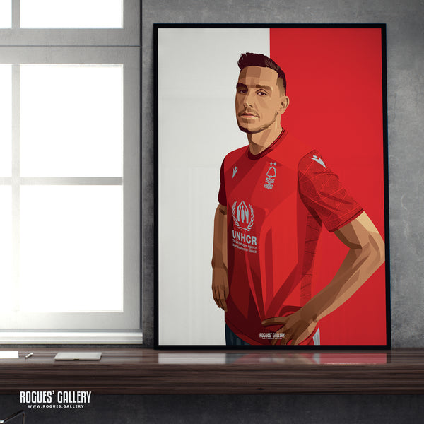 Chris Wood - Nottingham Forest - Signed A3 Red & White Prints