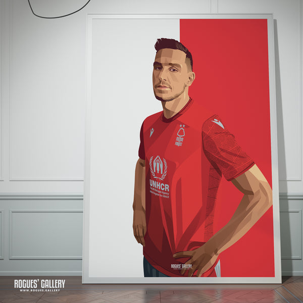 Chris Wood - Nottingham Forest - Signed A3 Red & White Prints