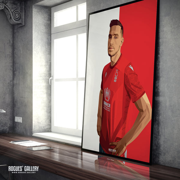 Chris Wood - Nottingham Forest - Signed A3 Red & White Prints