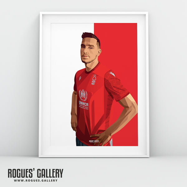 Chris Wood - Nottingham Forest - Signed A3 Red & White Prints