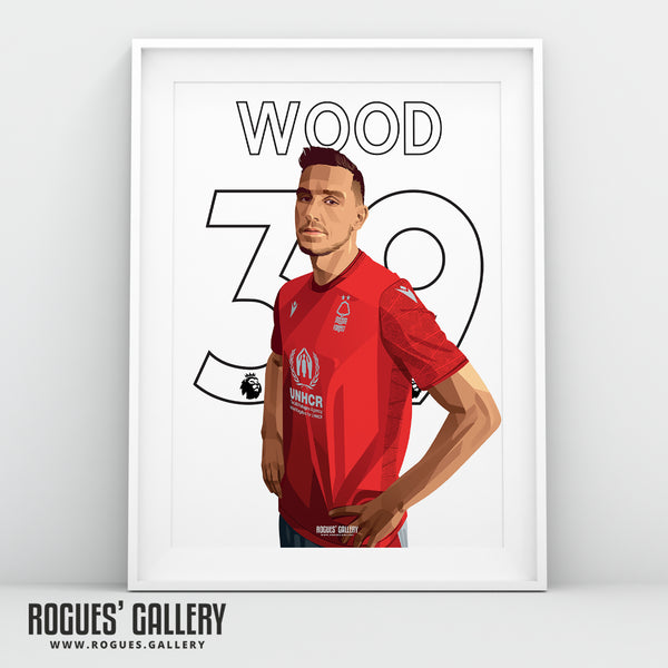 Chris Wood - Nottingham Forest - Signed A3 Name & Number Prints