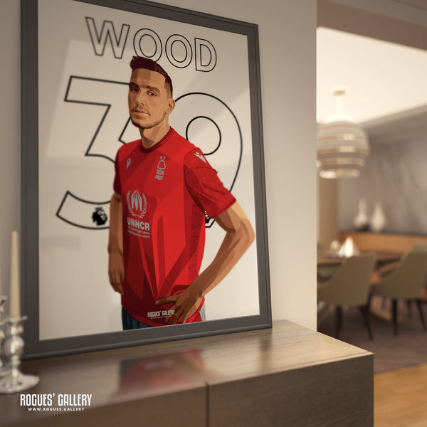 Chris Wood - Nottingham Forest - Signed A3 Name & Number Prints