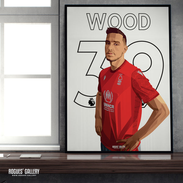 Chris Wood - Nottingham Forest - Signed A3 Name & Number Prints