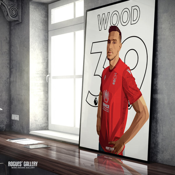 Chris Wood - Nottingham Forest - Signed A3 Name & Number Prints