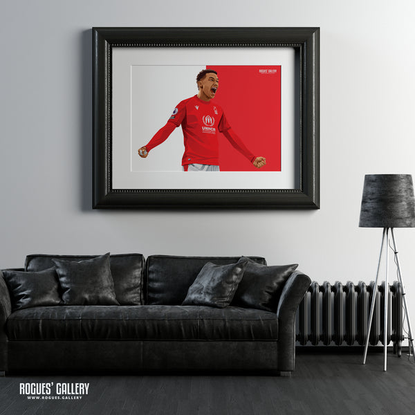 Brennan Johnson: Speedy making his mark - Nottingham Forest - A0, A1, A2 or A3 Red & White Prints