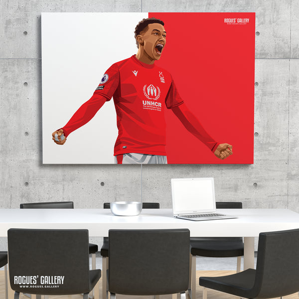 Brennan Johnson: Speedy making his mark - Nottingham Forest - A0, A1, A2 or A3 Red & White Prints