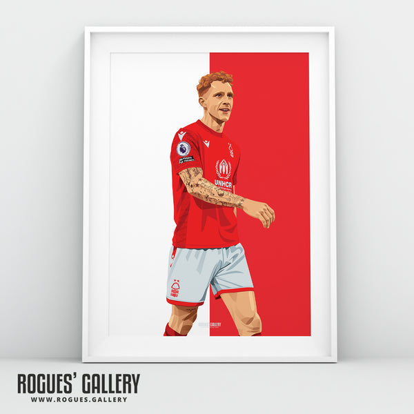 Just Jack Colback - Nottingham Forest - A0, A1, A2 or A3 Red & White Prints