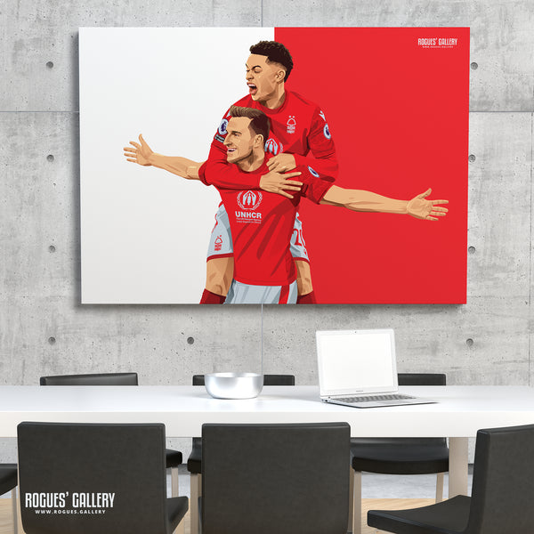 Chris Wood: Opening His Account - Nottingham Forest - A0, A1, A2 or A3 Red & White Prints