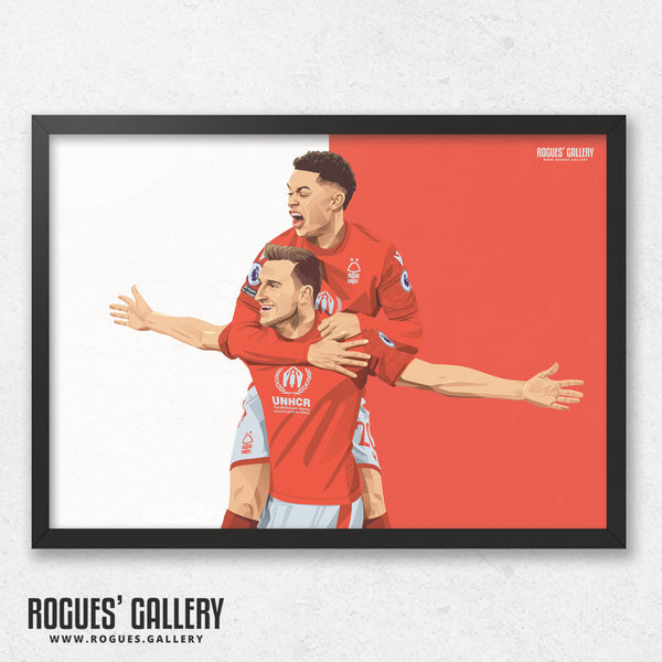 Chris Wood: Opening His Account - Nottingham Forest - A0, A1, A2 or A3 Red & White Prints