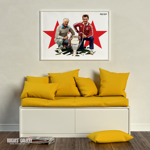 Brian Clough & Peter Taylor  - The Legendary Nottingham Forest Management Team - A0, A2, A1 or A3 Pop Art Prints