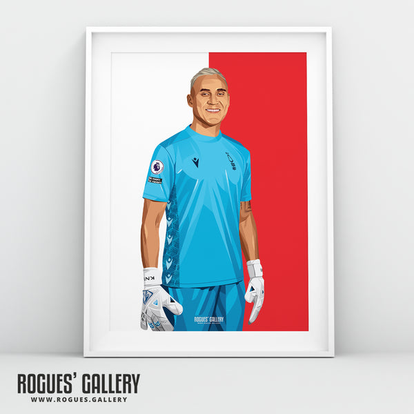 Keylor Navas - Nottingham Forest - A0, A1, A2 or A3 Red & White Prints