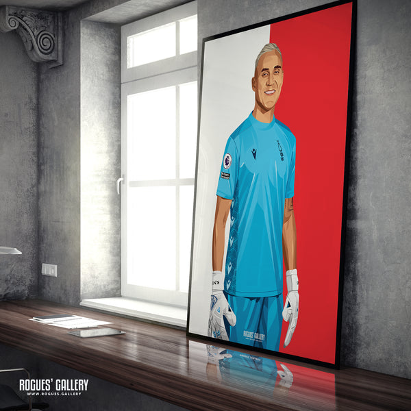 Keylor Navas - Nottingham Forest - A0, A1, A2 or A3 Red & White Prints