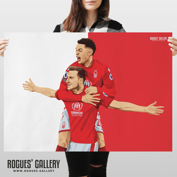 Chris Wood: Opening His Account - Nottingham Forest - Signed A3 Red & White Prints