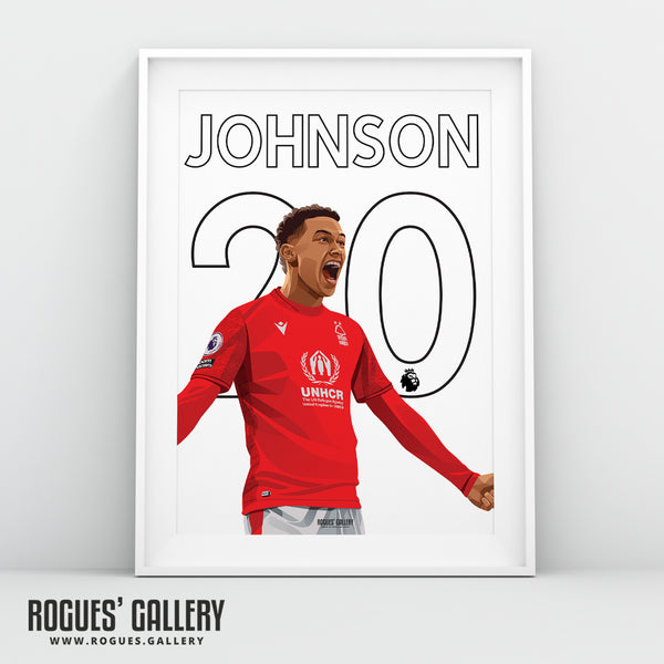 Brennan Johnson: Speedy making his mark - Nottingham Forest - Signed A3 Name & Number Prints