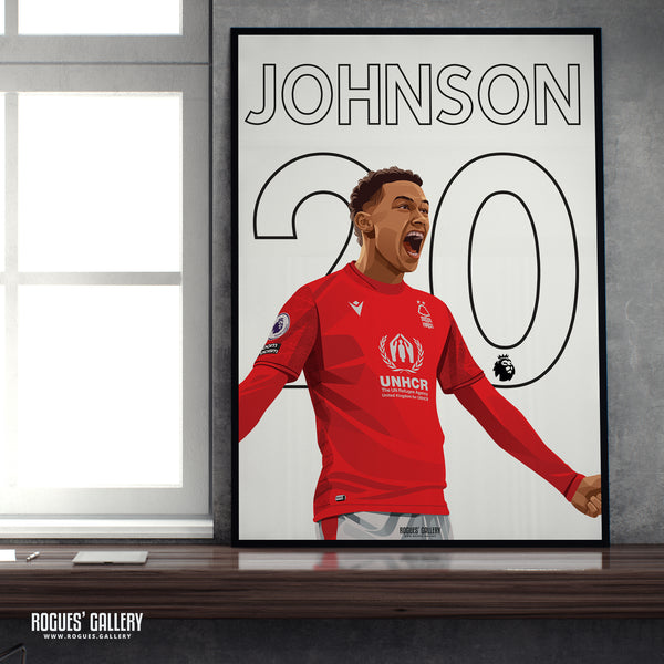 Brennan Johnson: Speedy making his mark - Nottingham Forest - Signed A3 Name & Number Prints