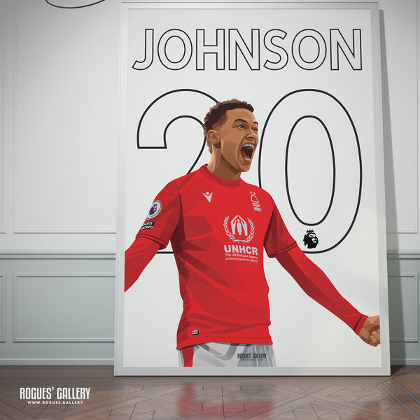 Brennan Johnson: Speedy making his mark - Nottingham Forest - Signed A3 Name & Number Prints