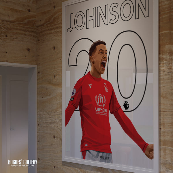 Brennan Johnson: Speedy making his mark - Nottingham Forest - Signed A3 Name & Number Prints