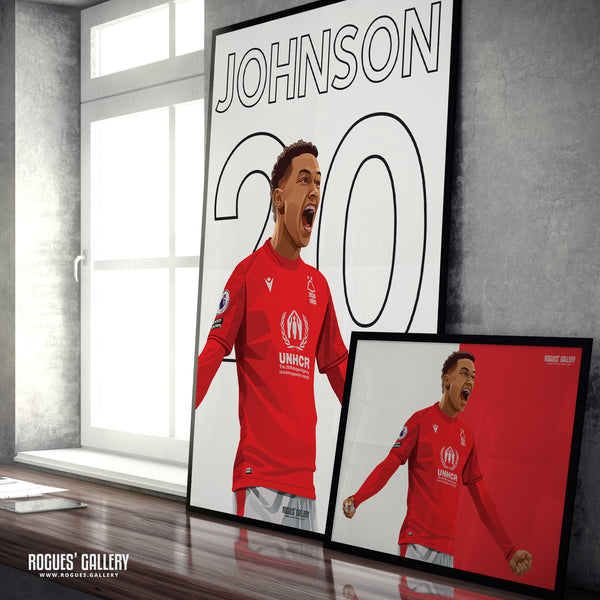 Brennan Johnson: Speedy making his mark - Nottingham Forest - Signed A3 Name & Number Prints