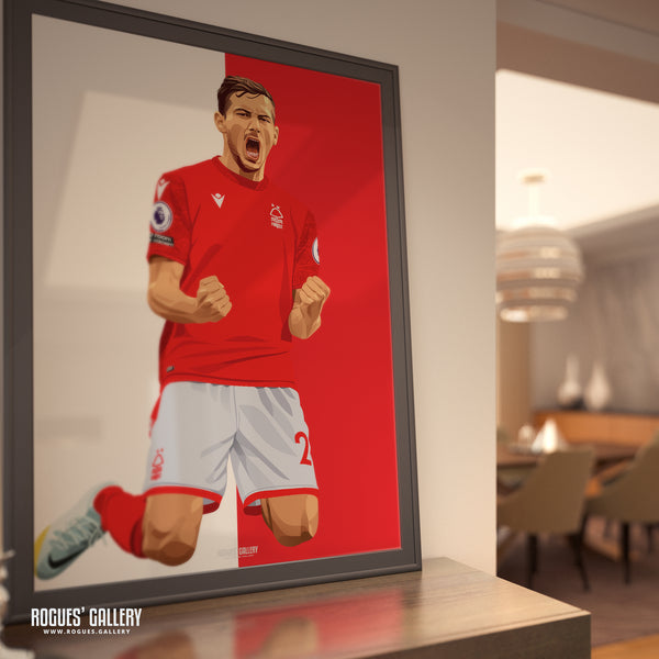 Remo Celebrates - Remo Freuler - Nottingham Forest - A0, A1, A2 or A3 Red & White Prints