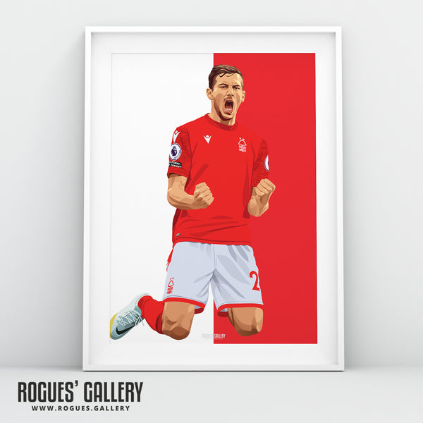 Remo Celebrates - Remo Freuler - Nottingham Forest - Signed A3 Red & White Prints
