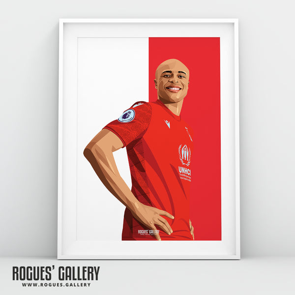 Andre Ayew - Nottingham Forest - A0, A1, A2 or A3 Red & White Prints