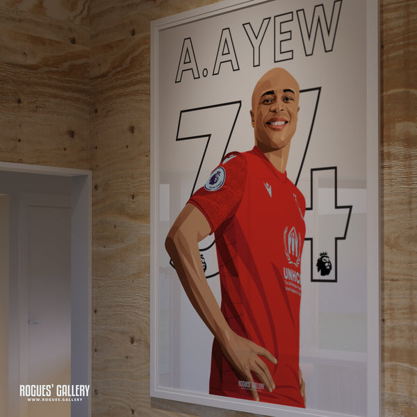 Andre Ayew - Nottingham Forest - Signed A3 Name & Number Prints