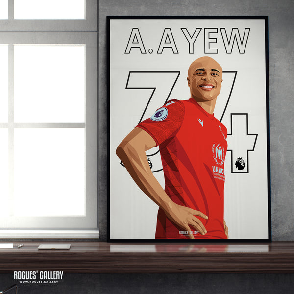 Andre Ayew - Nottingham Forest - Signed A3 Name & Number Prints