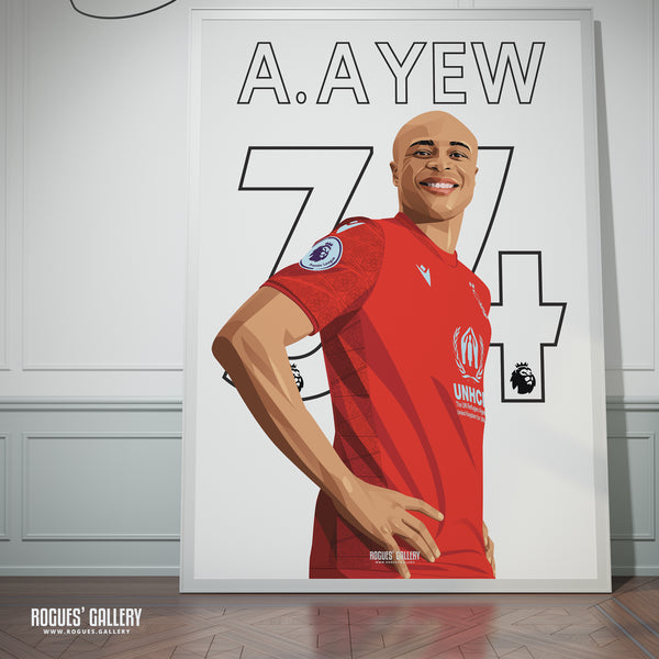 Andre Ayew - Nottingham Forest - Signed A3 Name & Number Prints