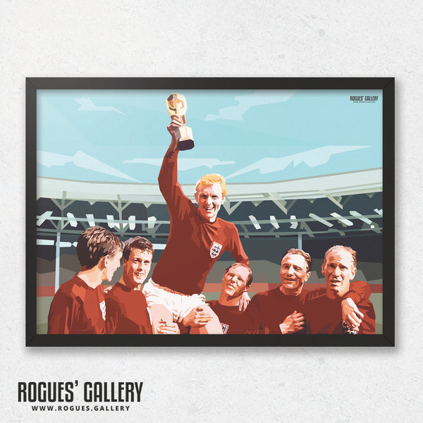 England 1966 World Cup Winners - Sir Bobby Moore parades the trophy around Wembley - A0, A1, A2 or A3 Prints