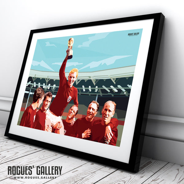 England 1966 World Cup Winners - Sir Bobby Moore parades the trophy around Wembley - A0, A1, A2 or A3 Prints