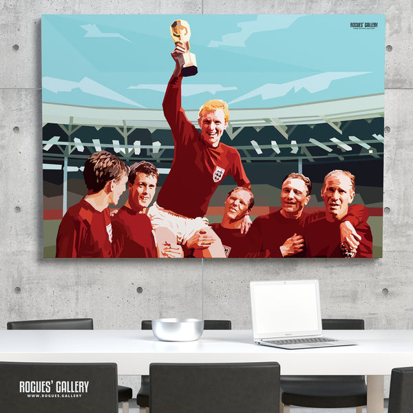 England 1966 World Cup Winners - Sir Bobby Moore parades the trophy around Wembley - A0, A1, A2 or A3 Prints