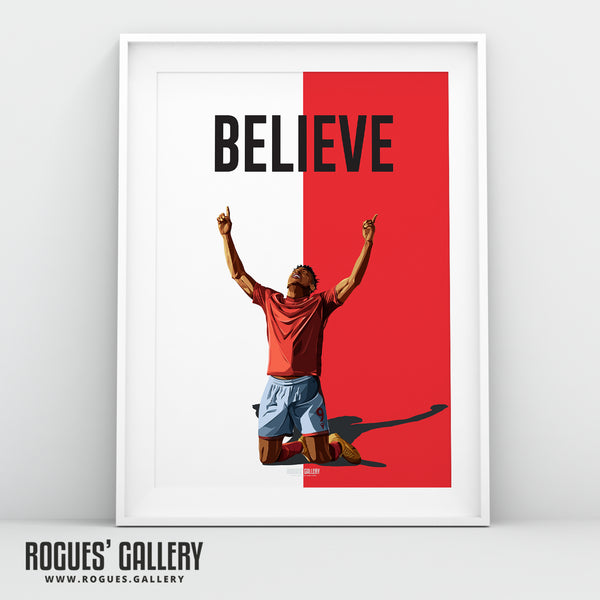 Taiwo Awoniyi: Believe - Nottingham Forest - A0, A1, A2 or A3 Red & White Prints