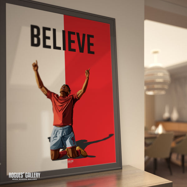 Taiwo Awoniyi: Believe - Nottingham Forest - A0, A1, A2 or A3 Red & White Prints