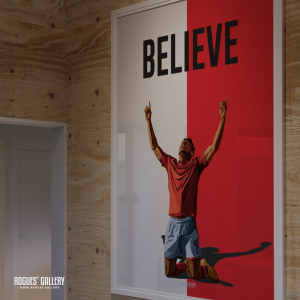 Taiwo Awoniyi: Believe - Nottingham Forest - A0, A1, A2 or A3 Red & White Prints