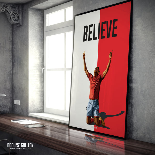 Taiwo Awoniyi: Believe - Nottingham Forest - A0, A1, A2 or A3 Red & White Prints