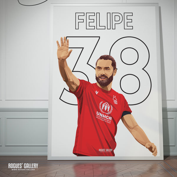 Felipe - Nottingham Forest - A0, A1, A2 or A3 Name & Number Prints