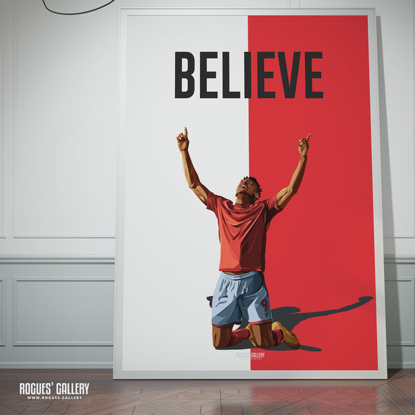 Taiwo Awoniyi: Believe - Nottingham Forest - Signed A3 Red & White Prints